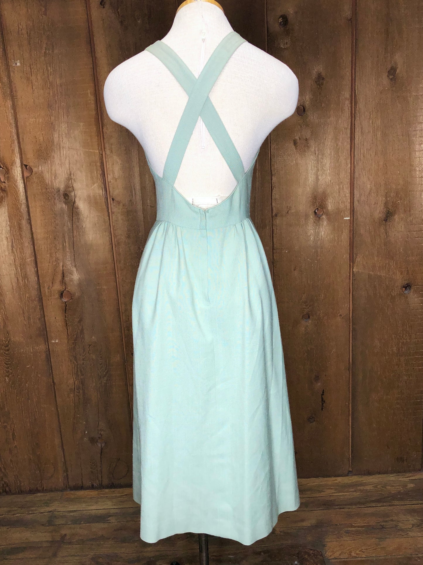 70s Prophecy Sage Pinafore Dress w27