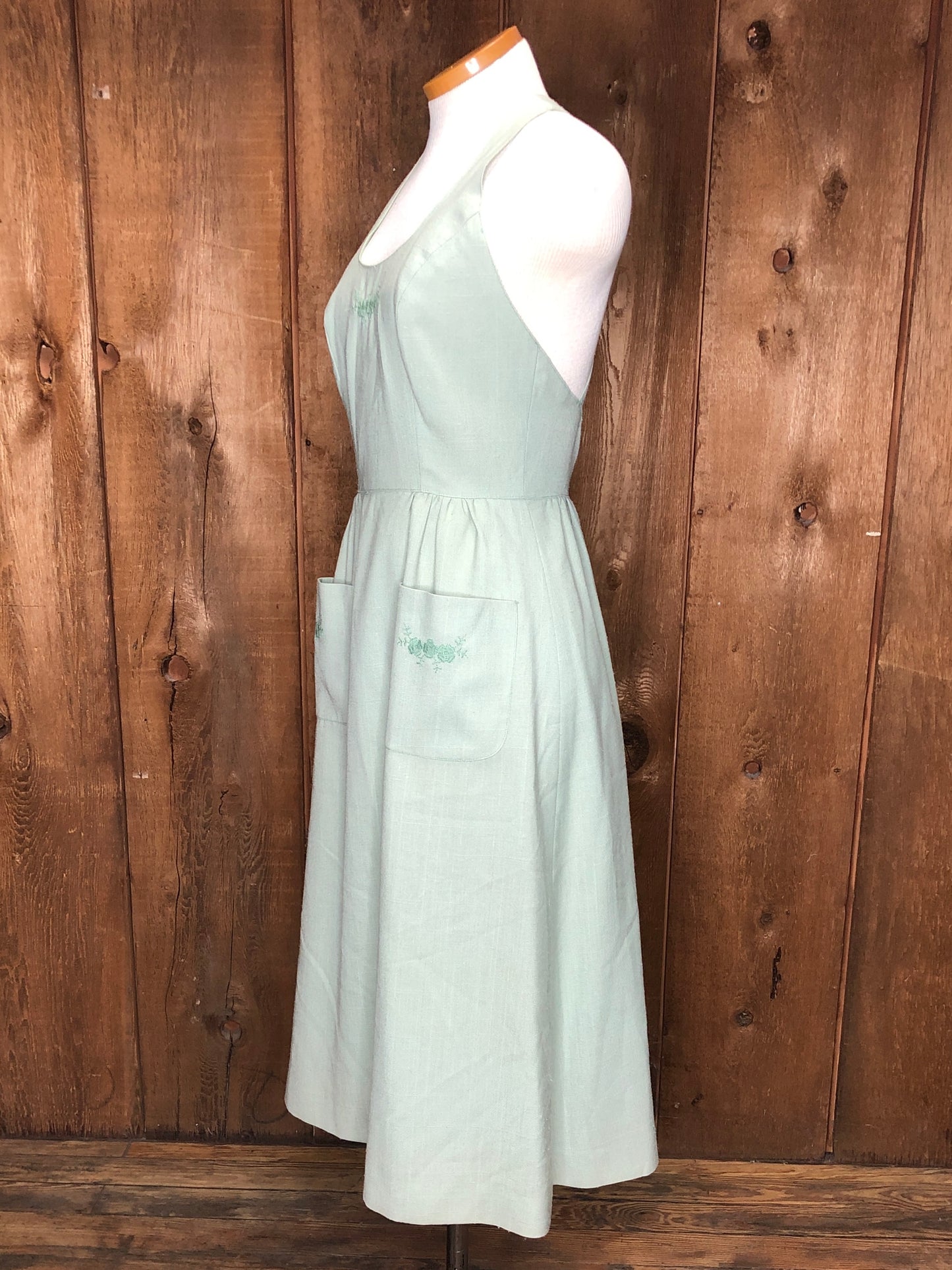 70s Prophecy Sage Pinafore Dress w27