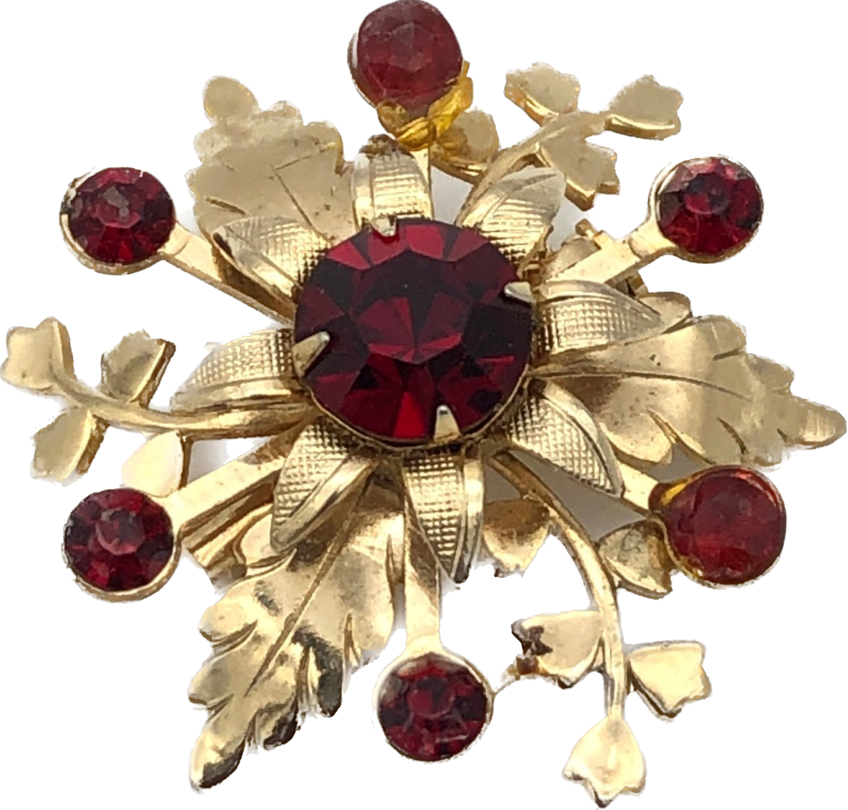 Red & Gold Flower Burst Brooch