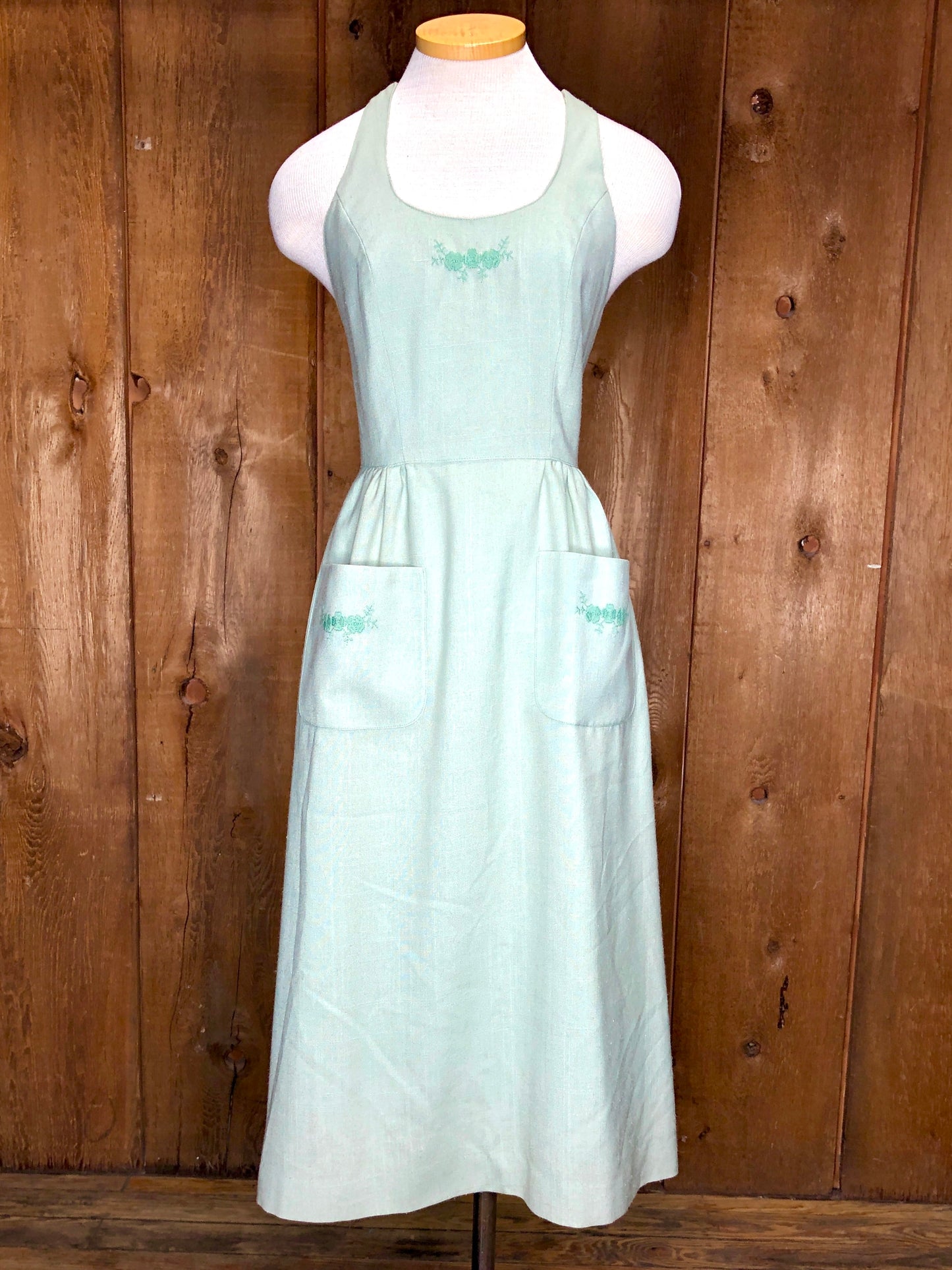 70s Prophecy Sage Pinafore Dress w27