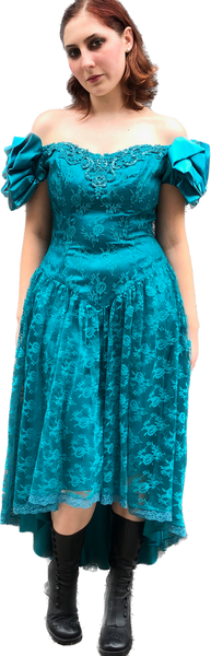 USA Maurices Teal Lace HiLo Semi-Formal    w30