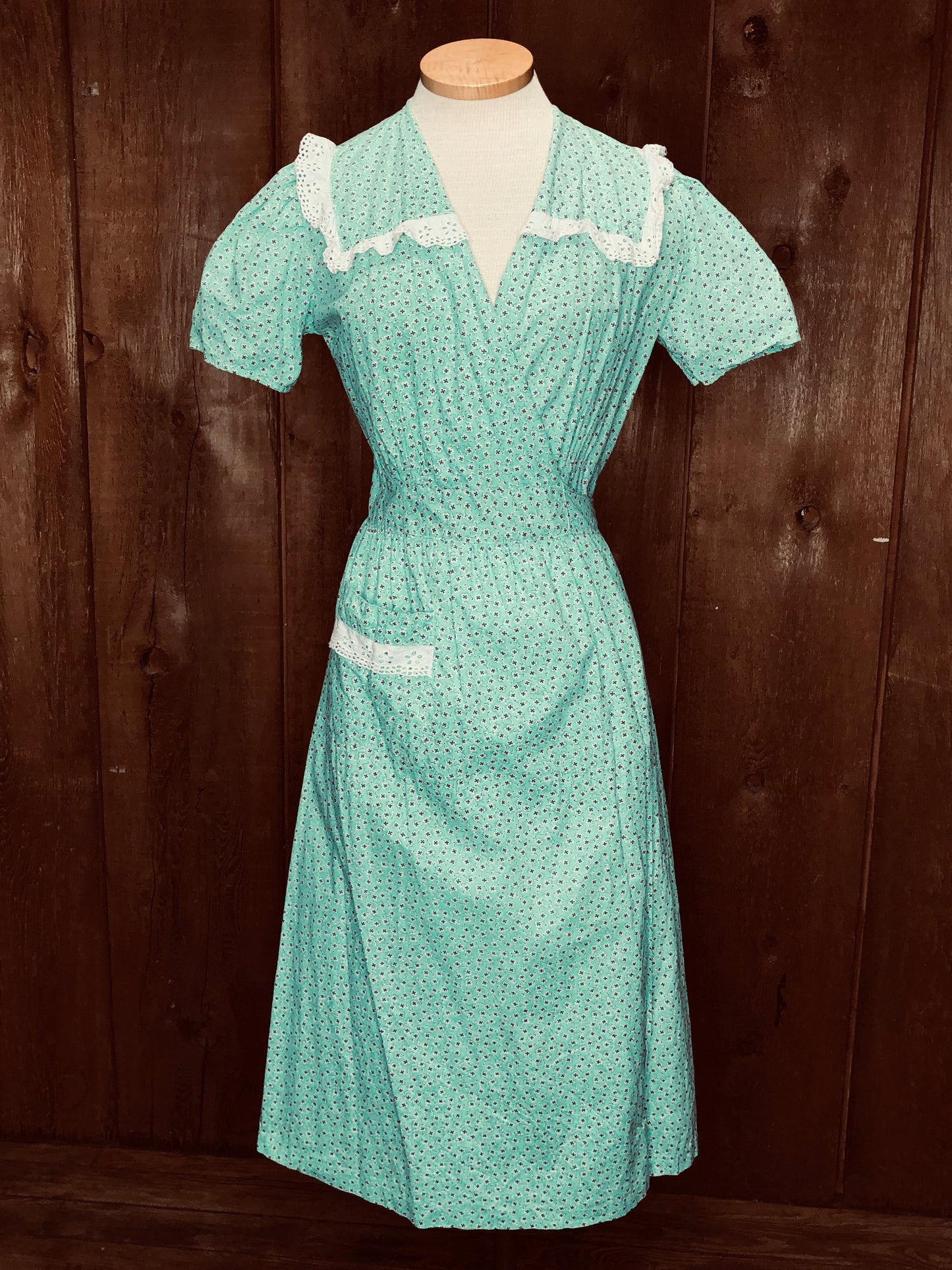40s Fruit o’Loom Kassoway Aqua Dress M
