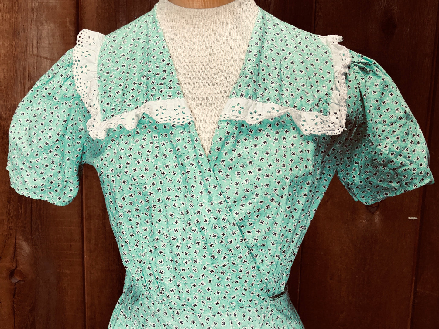 40s Fruit o’Loom Kassoway Aqua Dress M