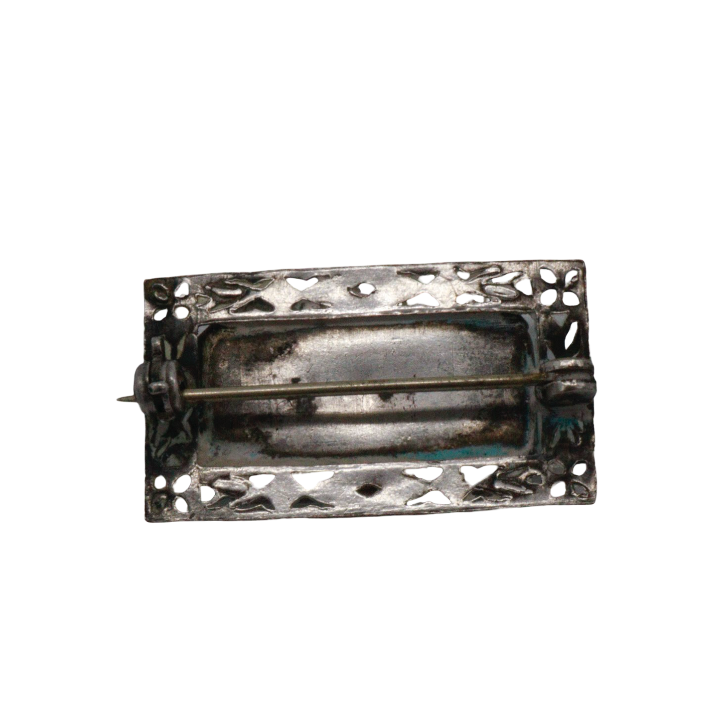 60s Amazonite & Sterling Rectangle Brooch