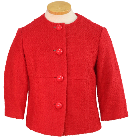 60s Red Burl Knit Blazer   M