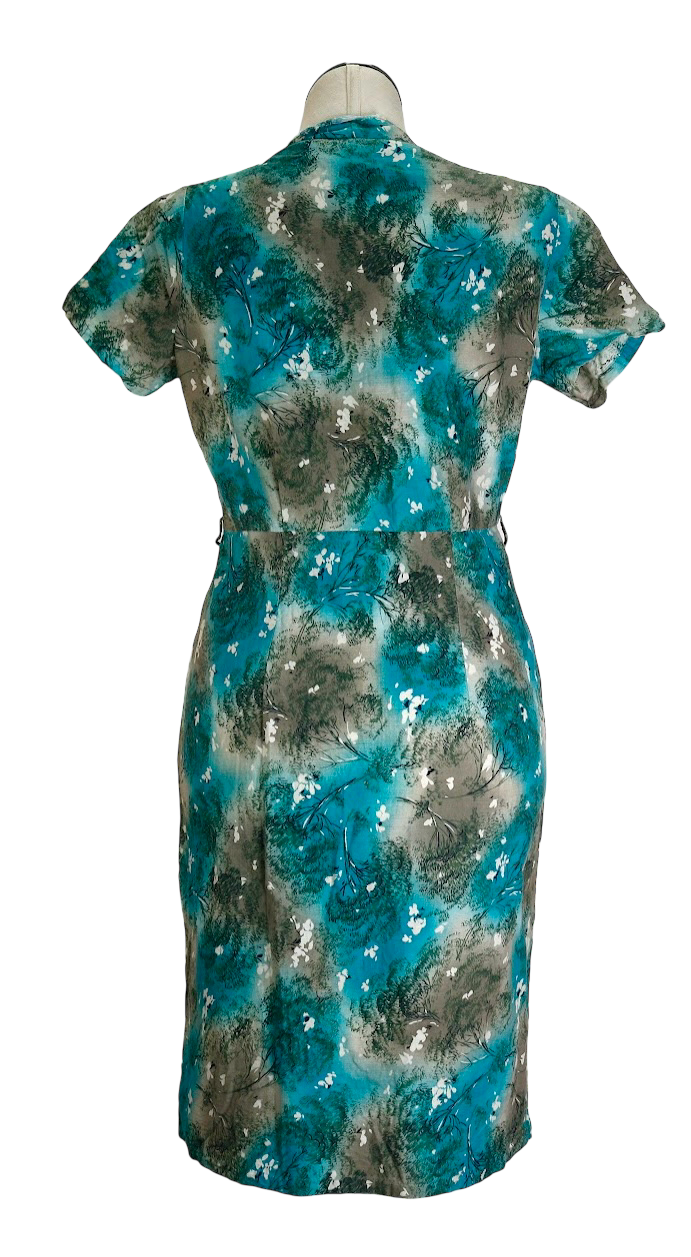 50s Handmade Blue Cotton Dress w38