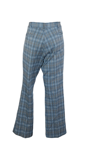 70s VanCort Turquoise Plaid Pants       w38