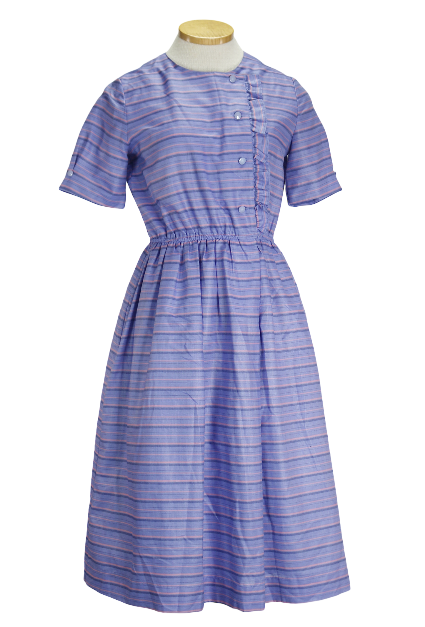 80s Joynono Purple Striped Button Front Dress S