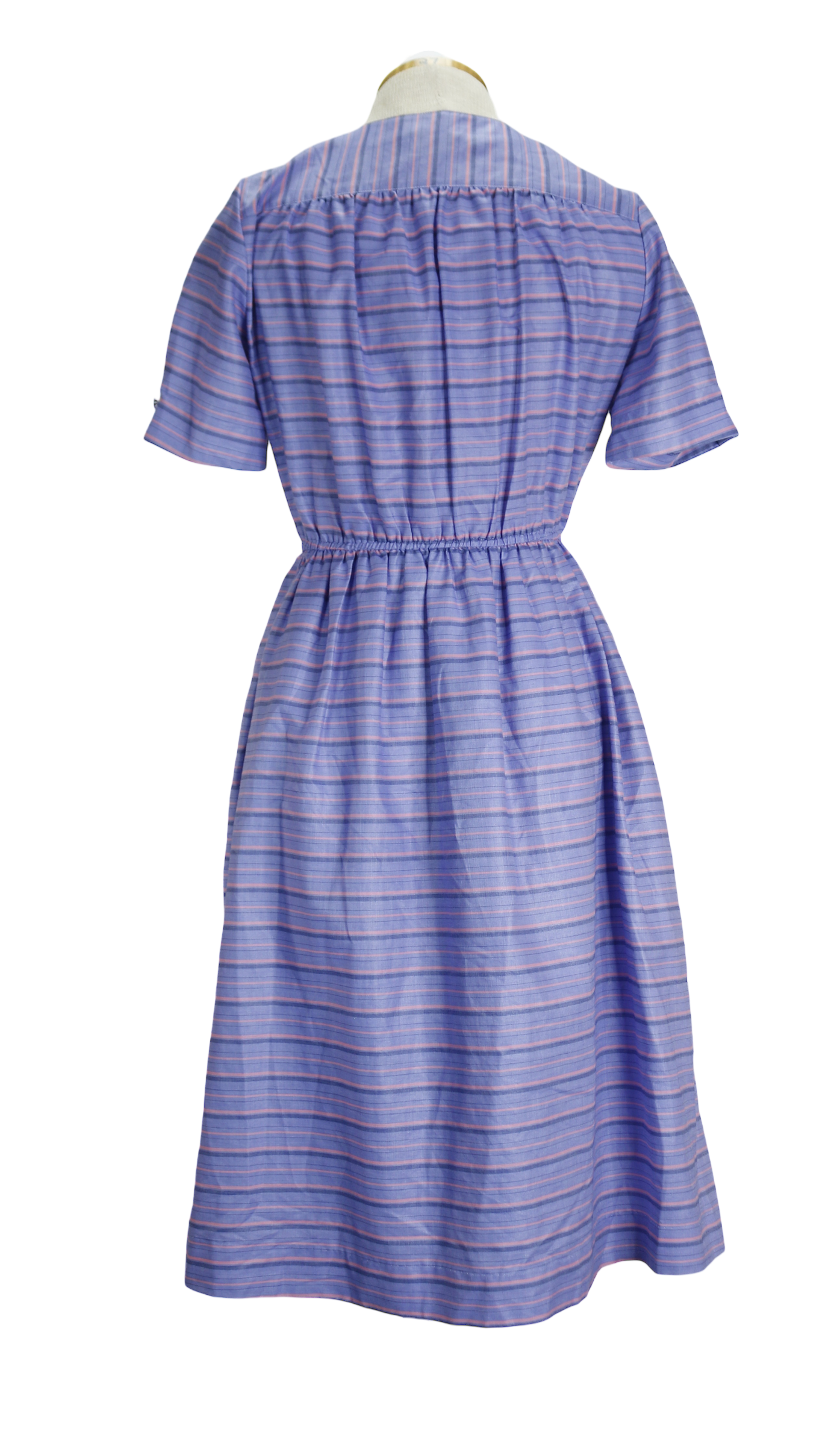 80s Joynono Purple Striped Button Front Dress S