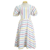 80s Plaza South Rainbow Stripe Mutton Sleeve Dress  w28