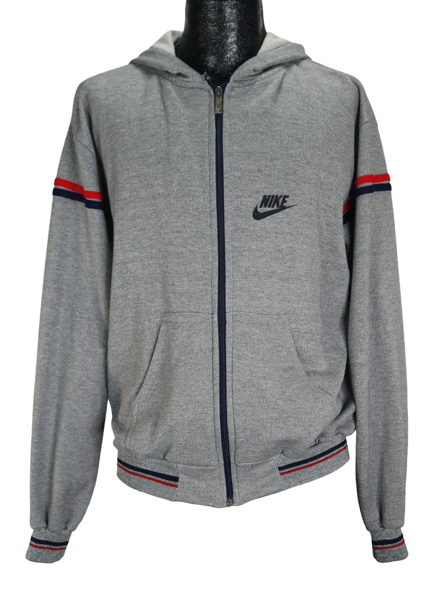 80s Nike Heather Gray Zip-Up Hoodie L