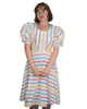 80s Plaza South Rainbow Stripe Mutton Sleeve Dress  w28