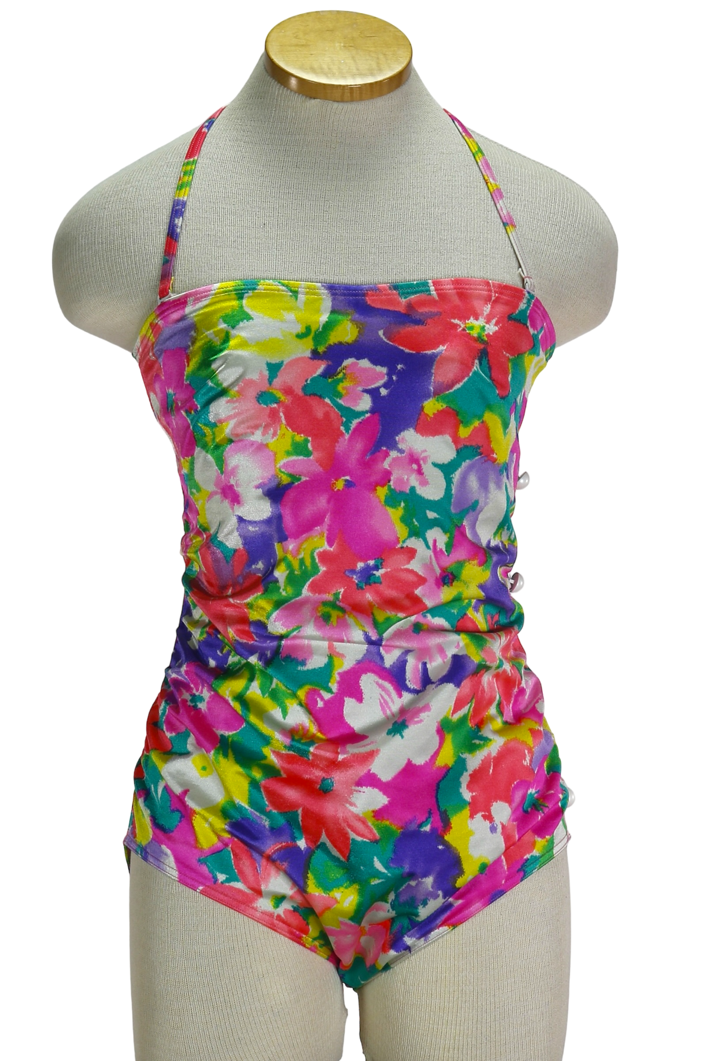 80s Wonderbra Neon Floral Swimsuit M