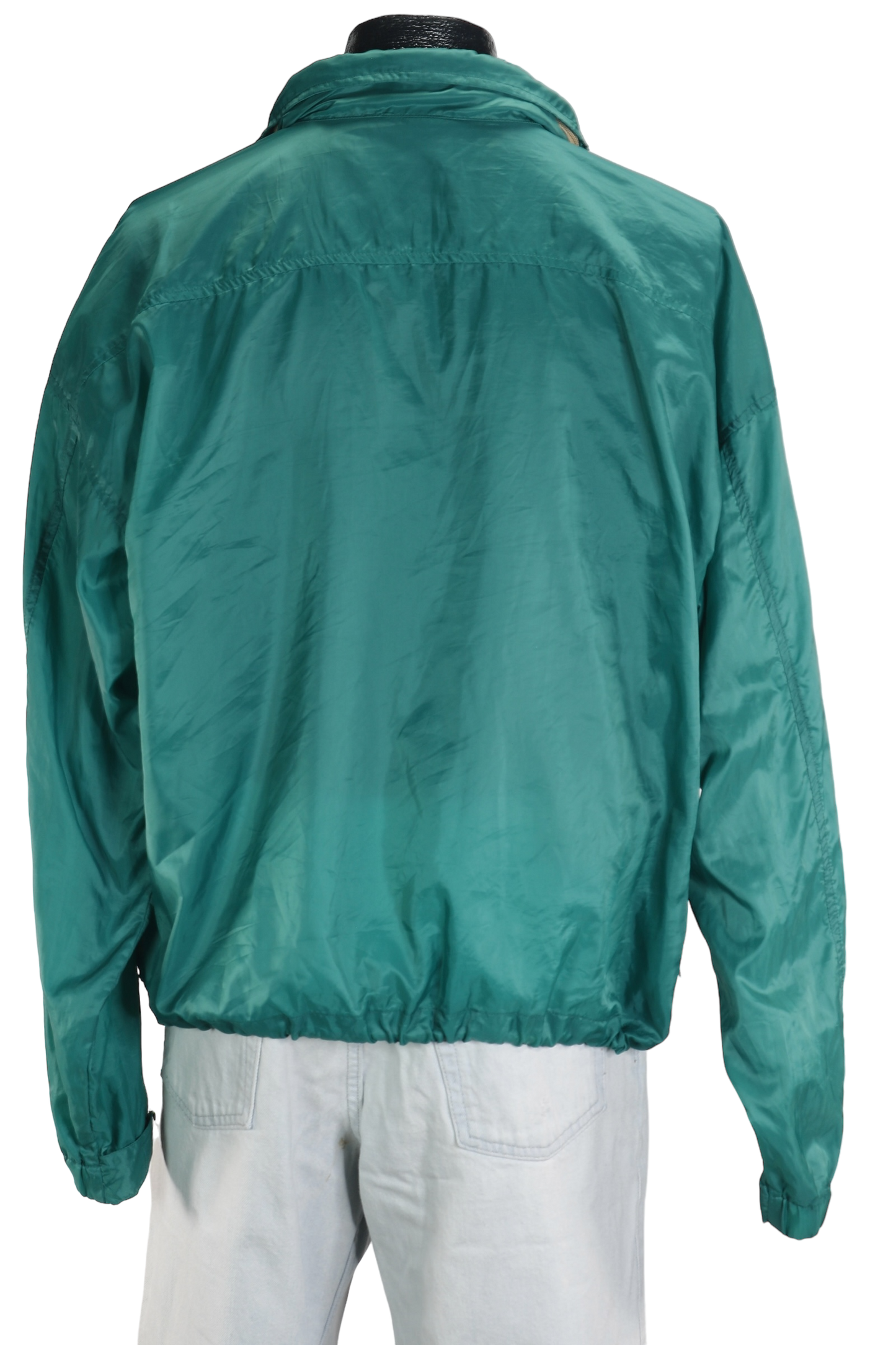 90s Sawyers Hide-a-Hood Teal Windbreaker      L