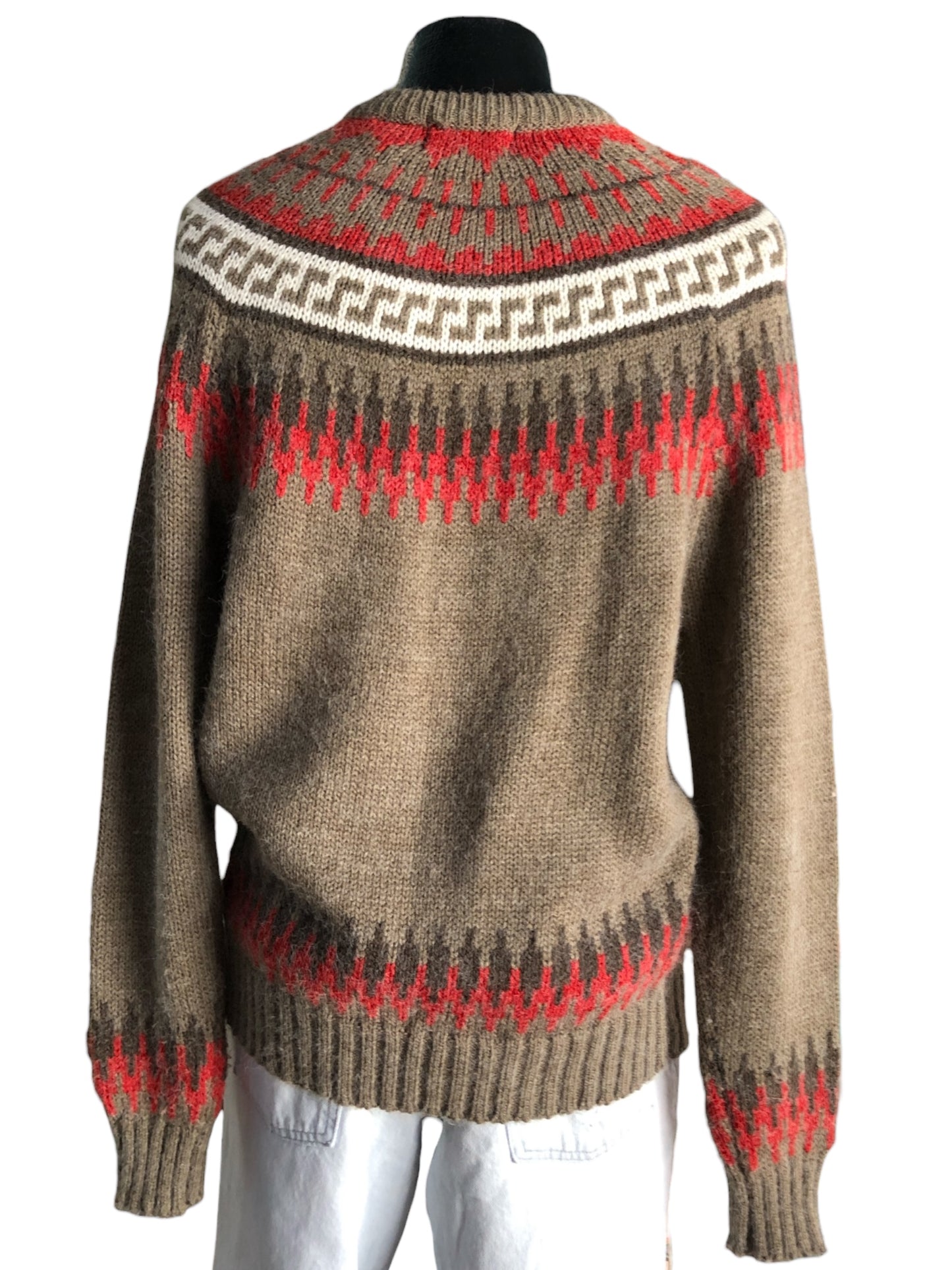 90s Fair Isle Orng/Tan Sweater L
