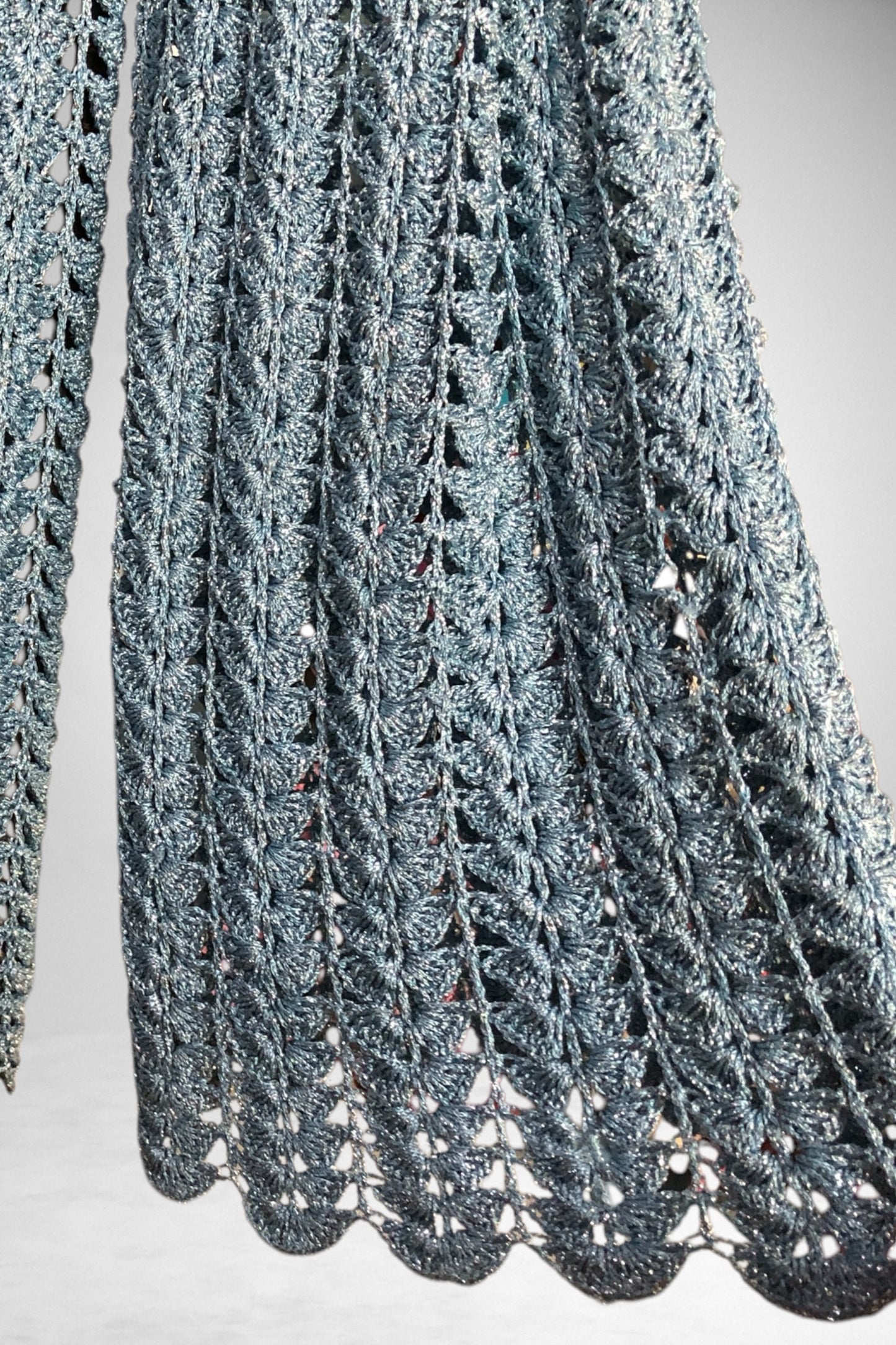 60s Blue Crochet Bodysuit S/M