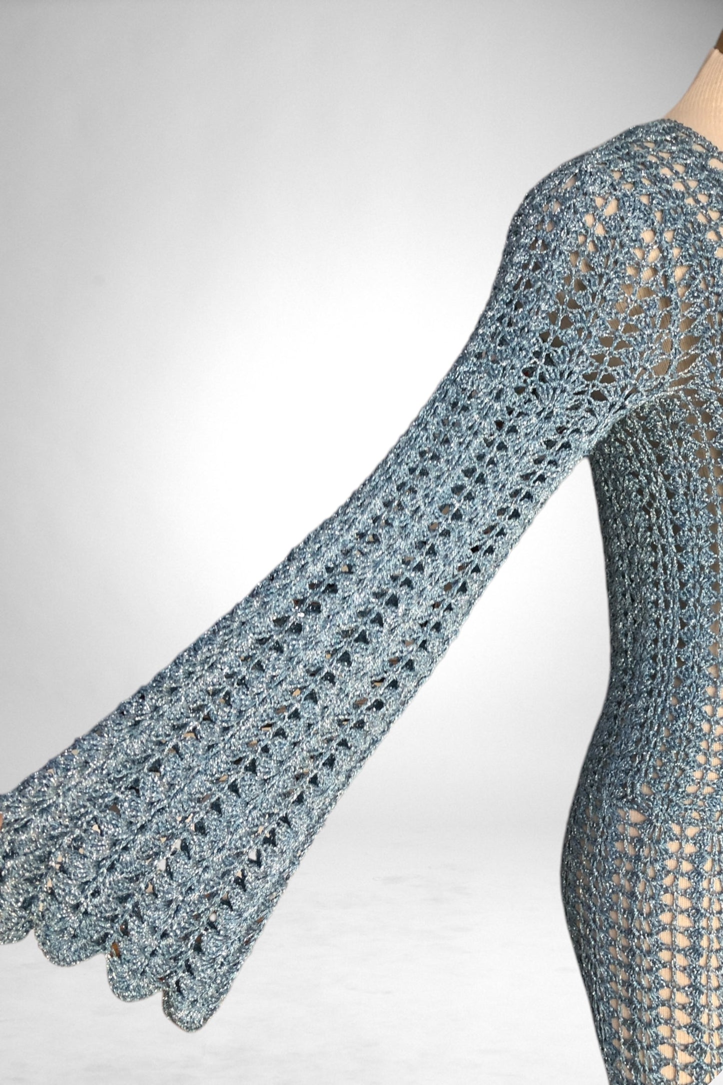 60s Blue Crochet Bodysuit S/M