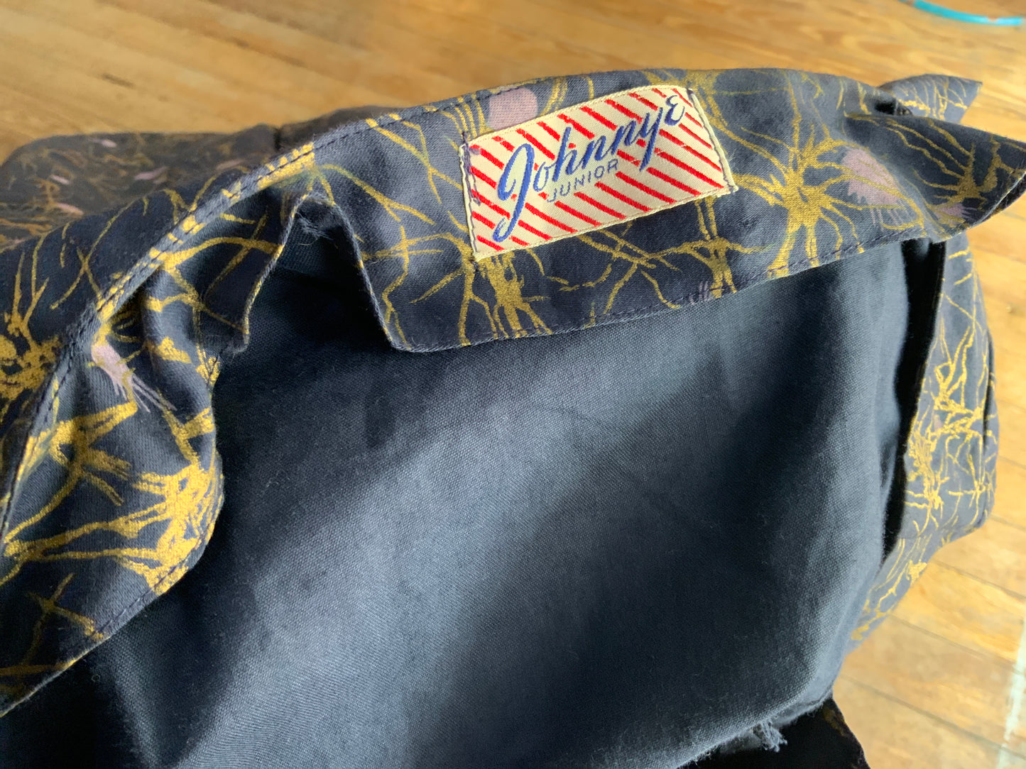 1950s Johnnye Navy Crackle Dress w30