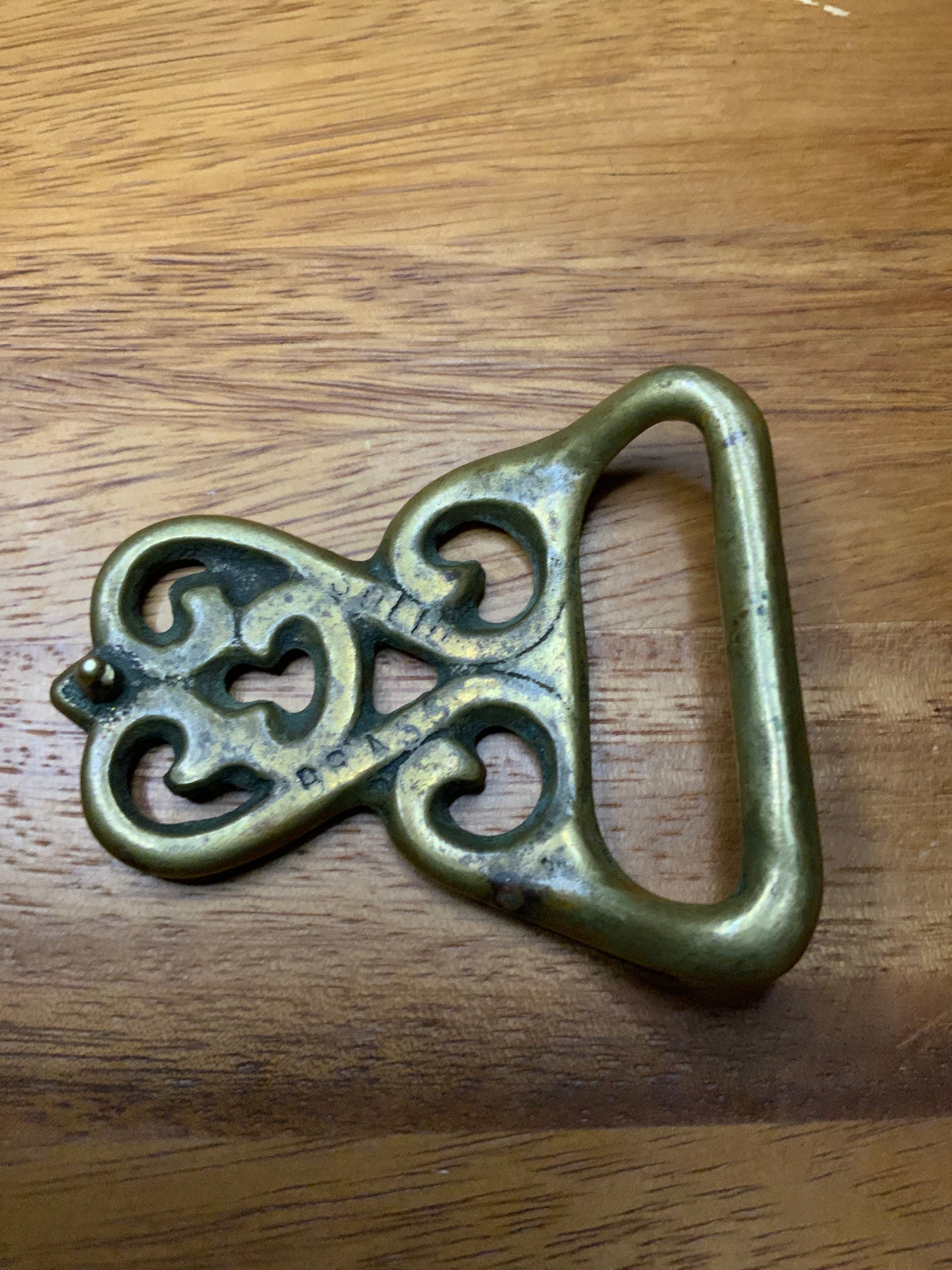70s Brass Scroll Sandcast Buckle