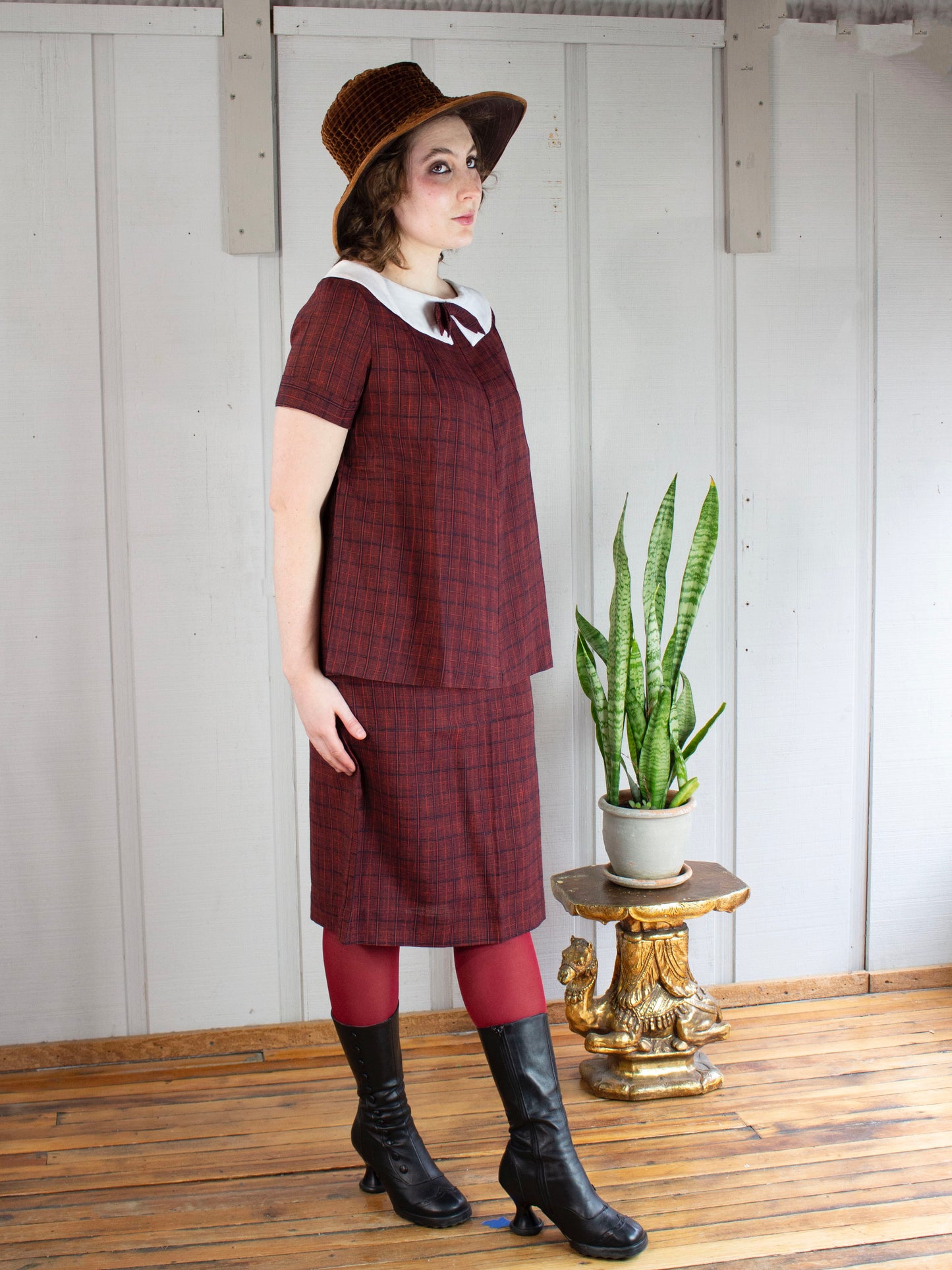 1950s Red Maternity Top & Skirt Set M