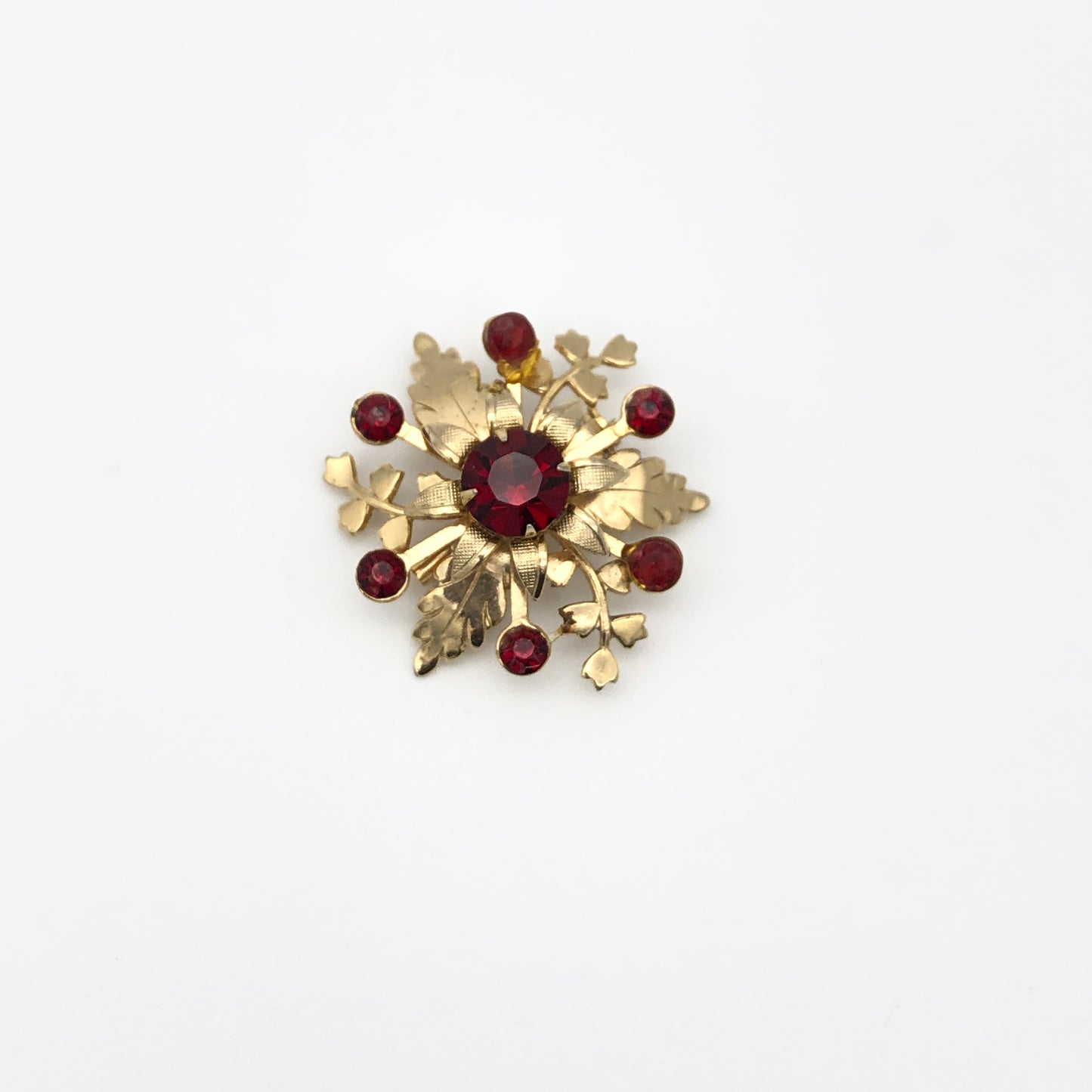 Red & Gold Flower Burst Brooch