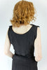 1950s Black Sleeveless Textured Wiggler Dress   w25"