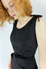 1950s Black Sleeveless Textured Wiggler Dress   w25"