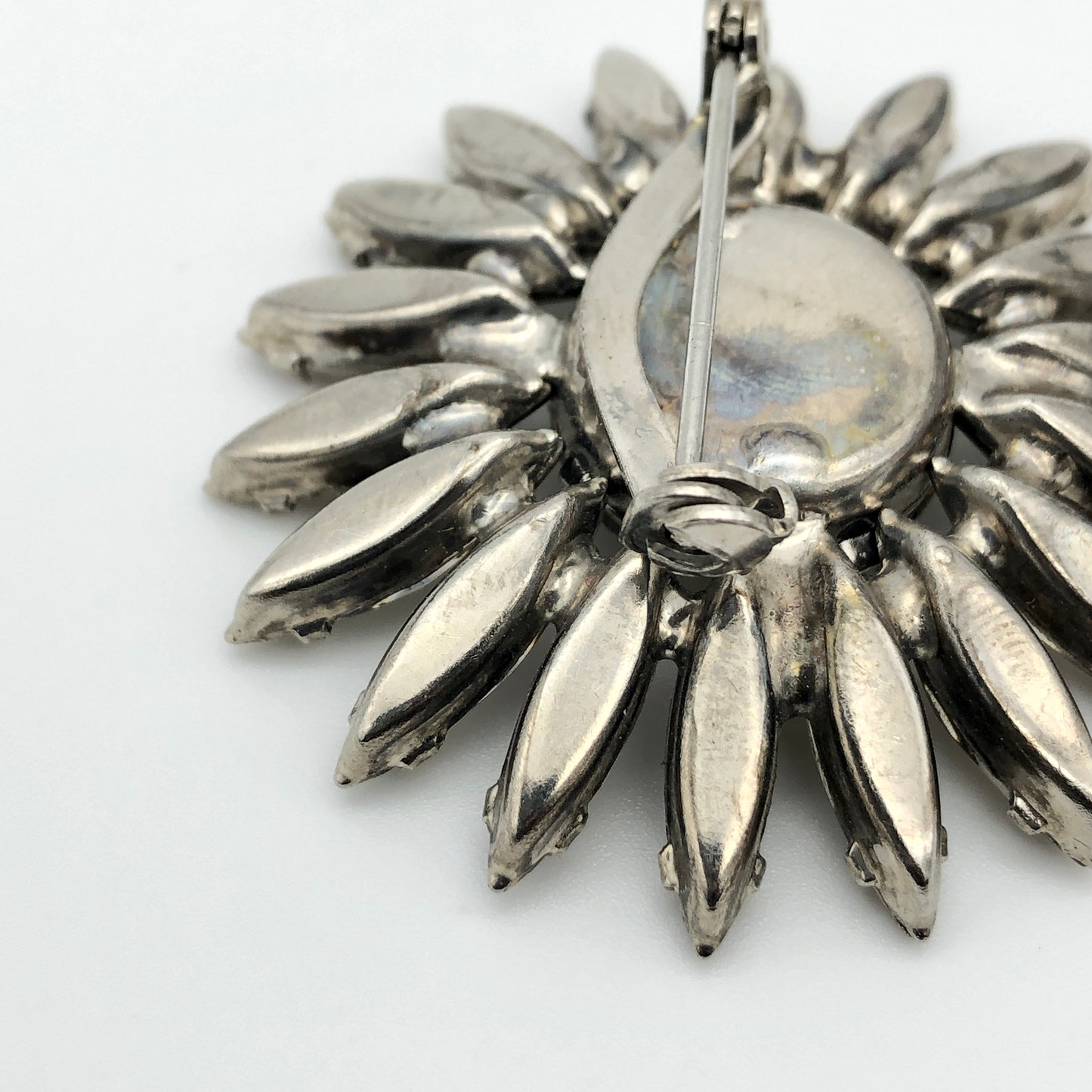 60s Smoky Rhinestone Daisy Brooch