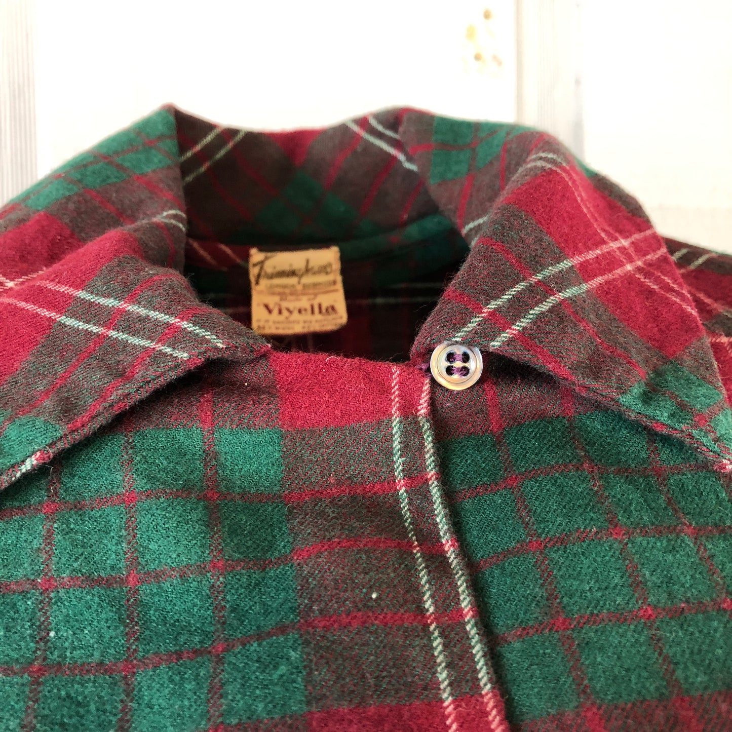 1940s Trimmingham's Red & Green Viyella Flannel Top S