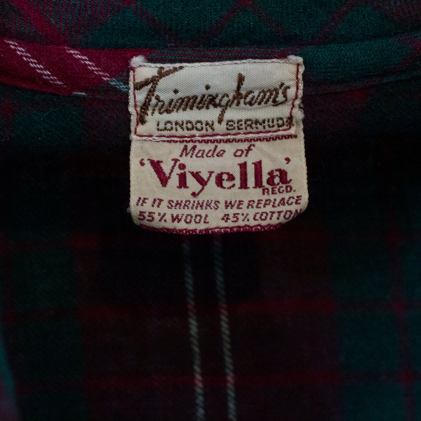 1940s Trimmingham's Red & Green Viyella Flannel Top S