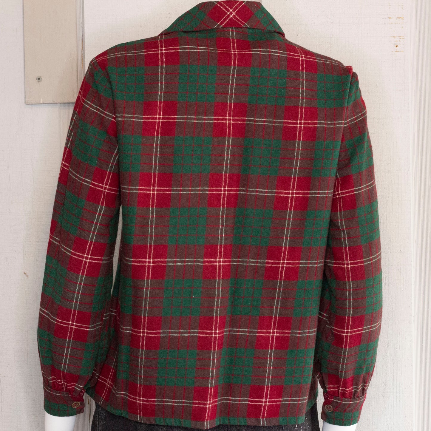 1940s Trimmingham's Red & Green Viyella Flannel Top S