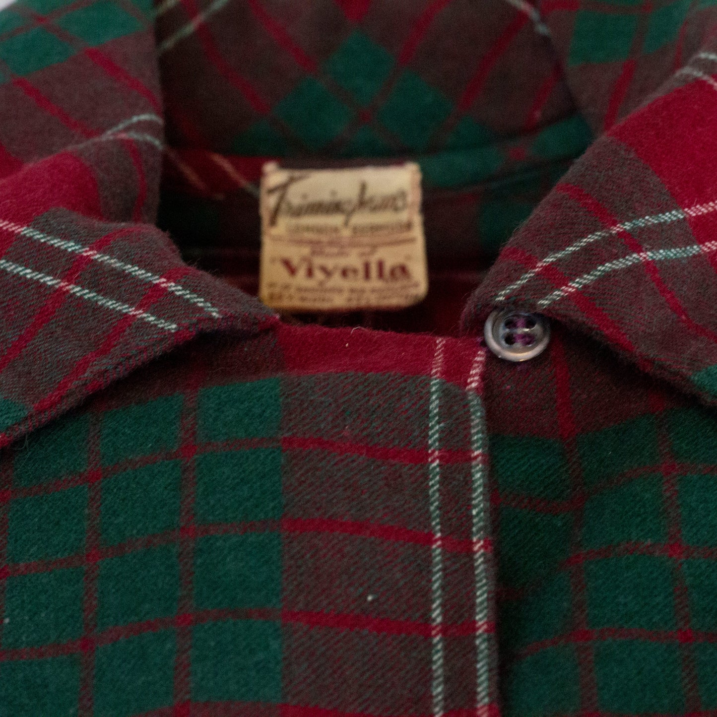 1940s Trimmingham's Red & Green Viyella Flannel Top S