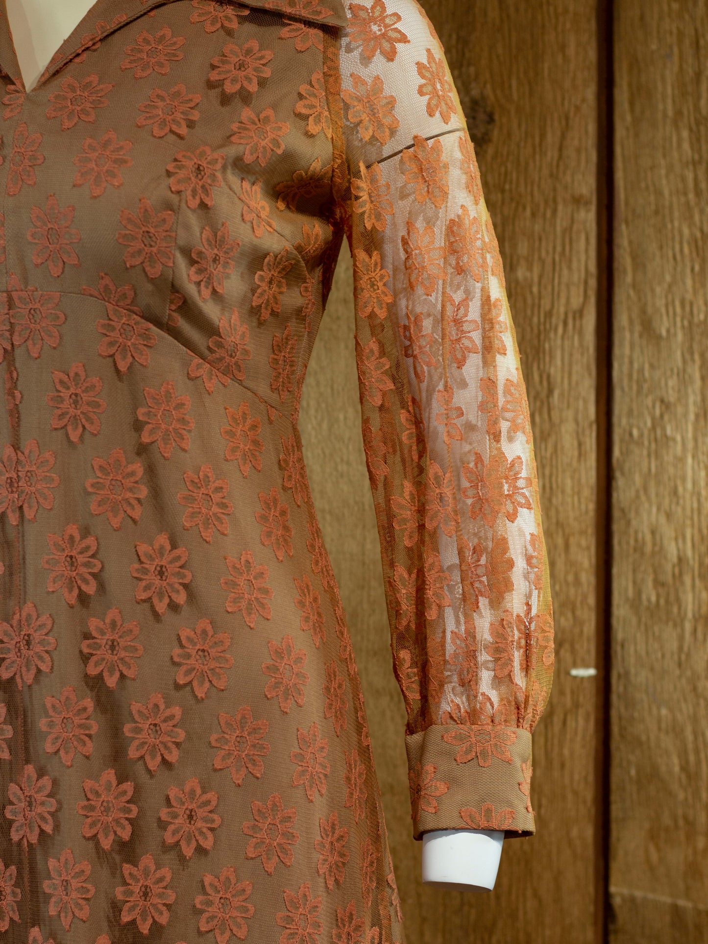 70s Handmade Warm Floral Maxi Dress W34