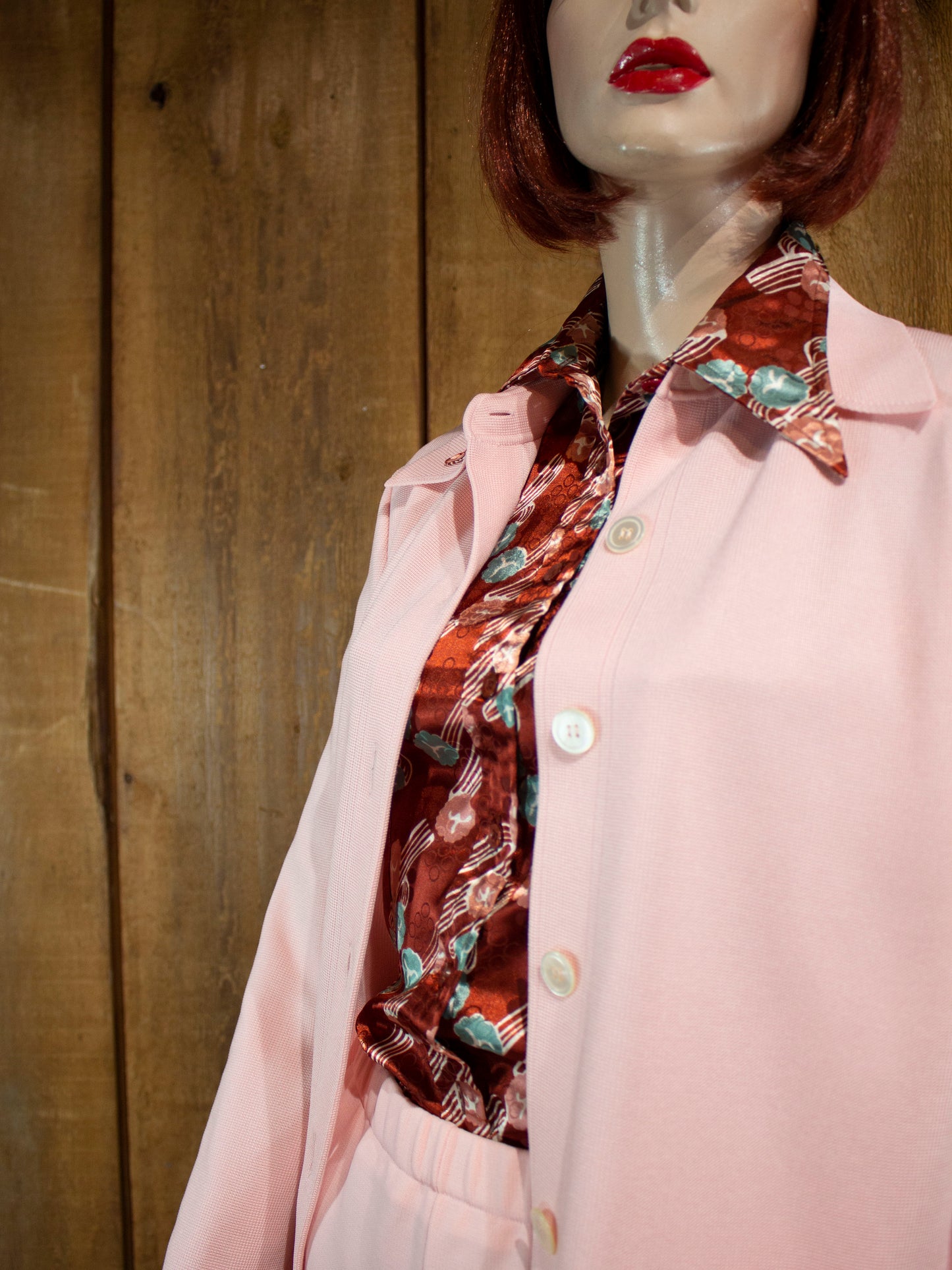 70s James Kenrob Flamingo Pink Pant Suit M