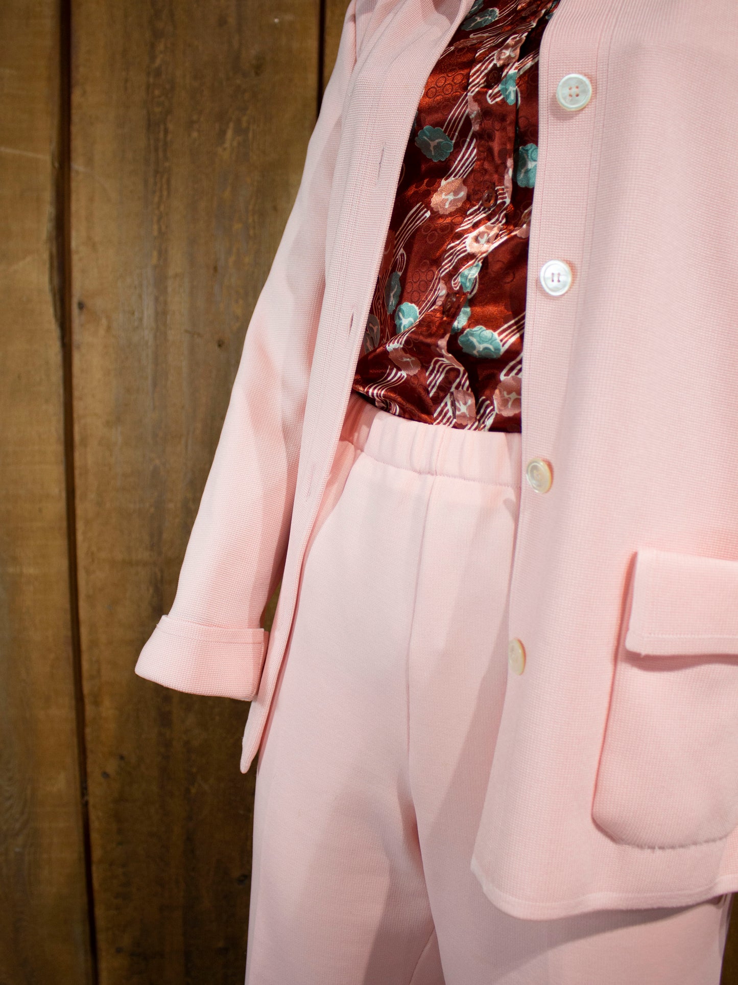 70s James Kenrob Flamingo Pink Pant Suit M