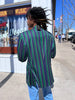00s Kent & Curwen Grn/Navy Striped Blazer     L
