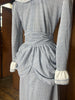 70s Blue Dot Maxi Dress w/Bustle     W34
