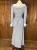 70s Blue Dot Maxi Dress w/Bustle     W34