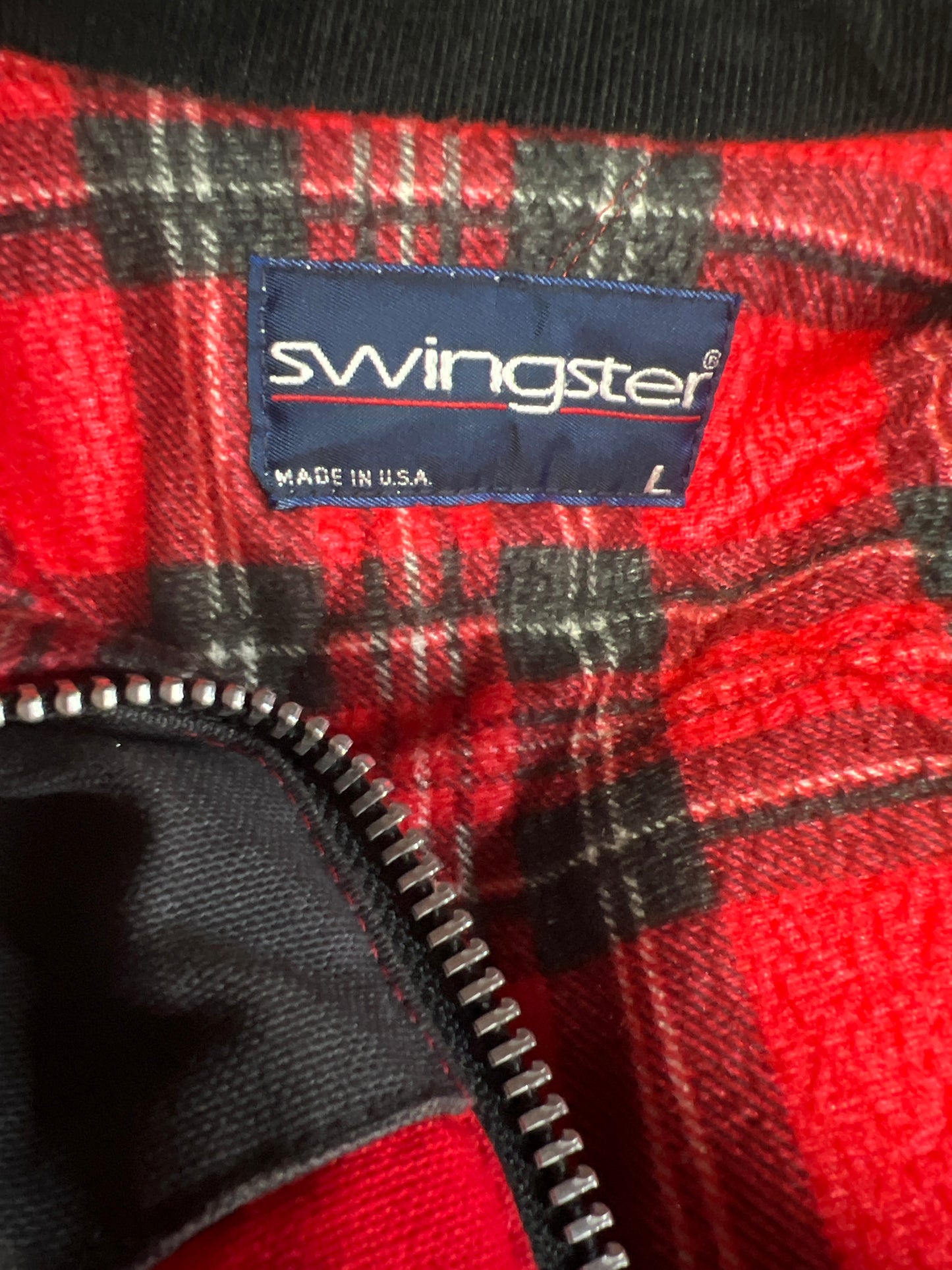 80s Swingster Red Flannel Lined Coat     L