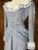 70s Blue Dot Maxi Dress w/Bustle     W34