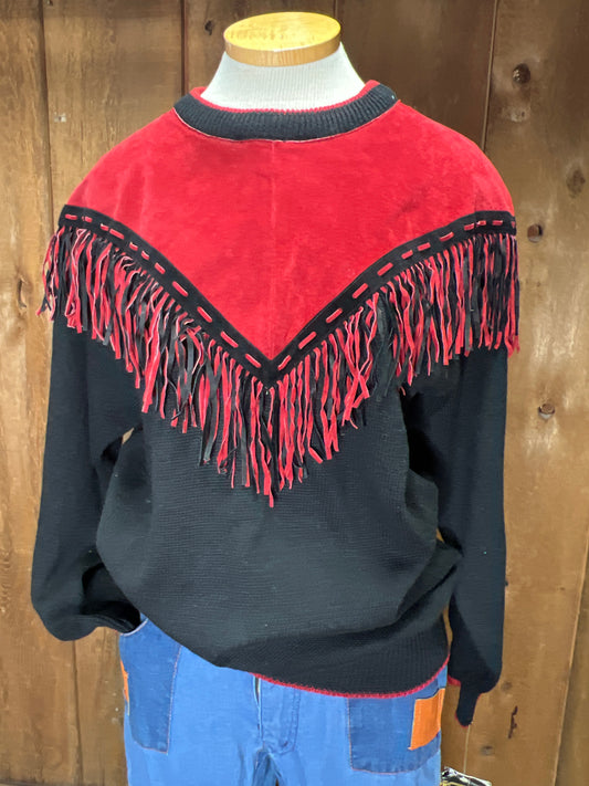 90s Pioneer Red/Blk Sweater     L