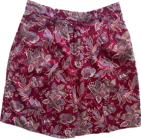 90s BUSHWACKER Red Flower Paisley Shorts      W30”