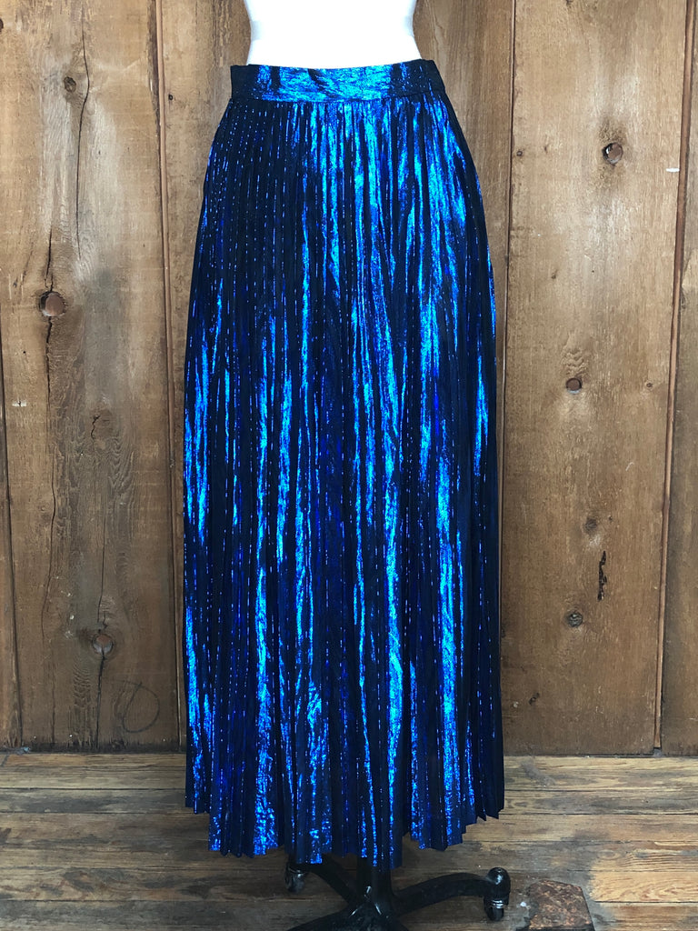 80s Evan-Picone Blue Lamé Skirt       w28