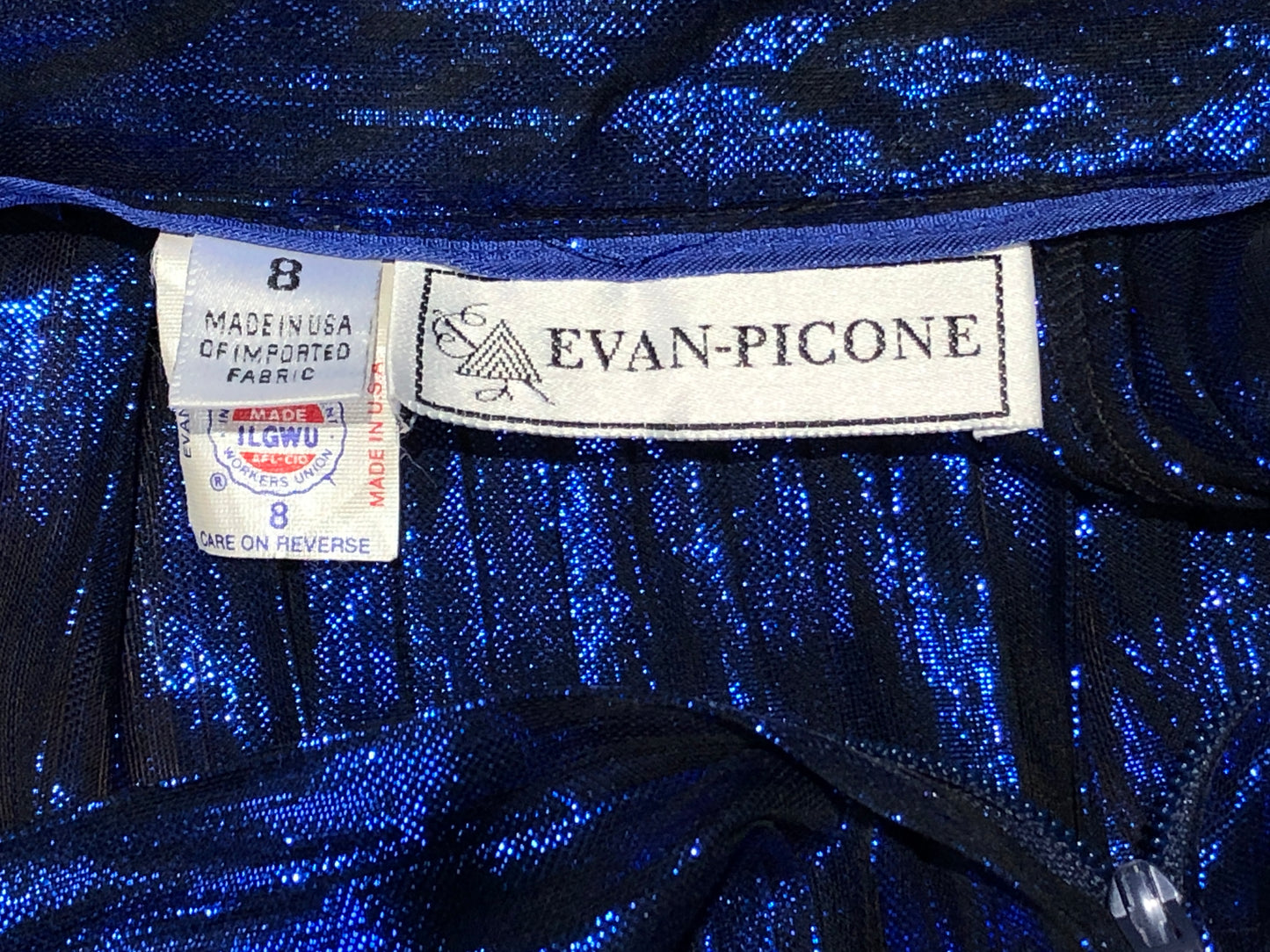 80s Evan-Picone Blue Lamé Skirt       w28