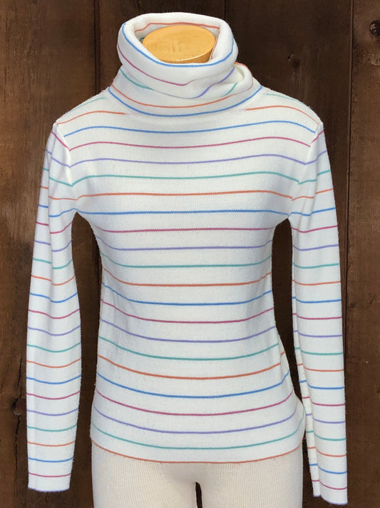 70s Hotline Pastel Stripe Knit Turtleneck       L