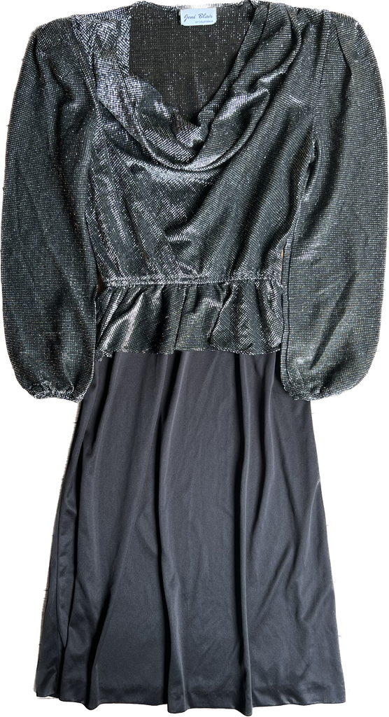 80s Joni Blair Metallic Blouson Dress   w26-30