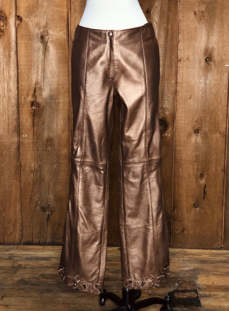 90s Bronze Leather Pants    NWT      w31