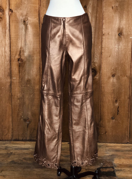 90s Bronze Leather Pants    NWT      w31