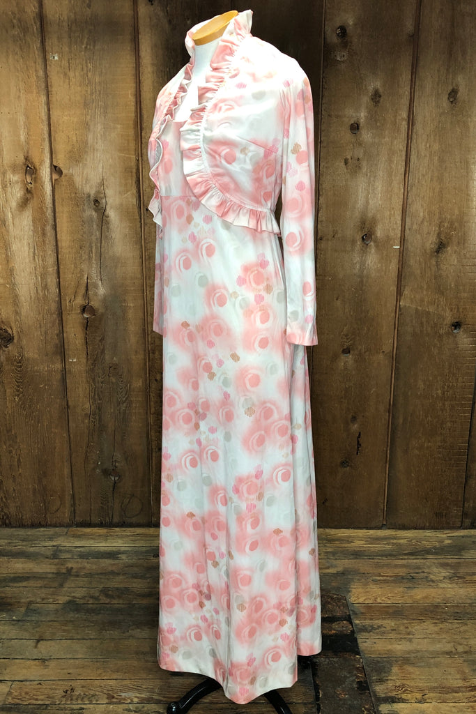 70s Pink Orbs Maxi Dress Set      M