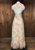 70s Florals Ruffle Halter Maxi Dress      S